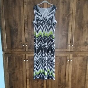 Laura Ashley Chevron Maxi Dress - Black, White, Green